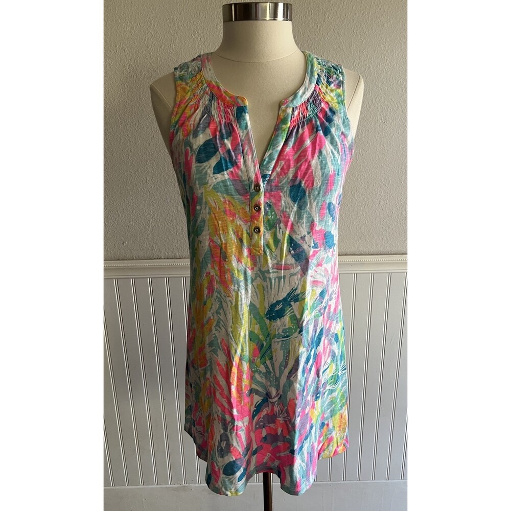 Lilly Pulitzer Sleeveless Shift T Shirt Dress Coverup Beach Tropical Colorful M